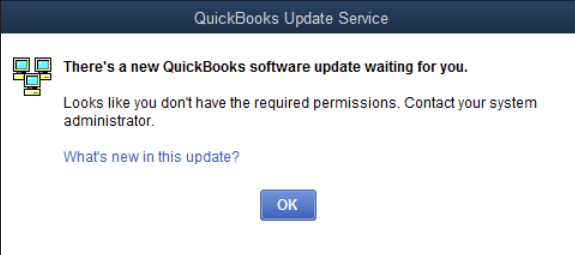 QuickBooks update window asking a user to update their application