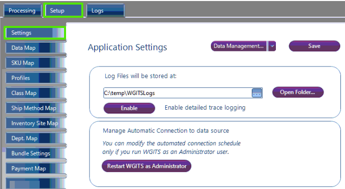 wgits qb settings need to restart as administrator